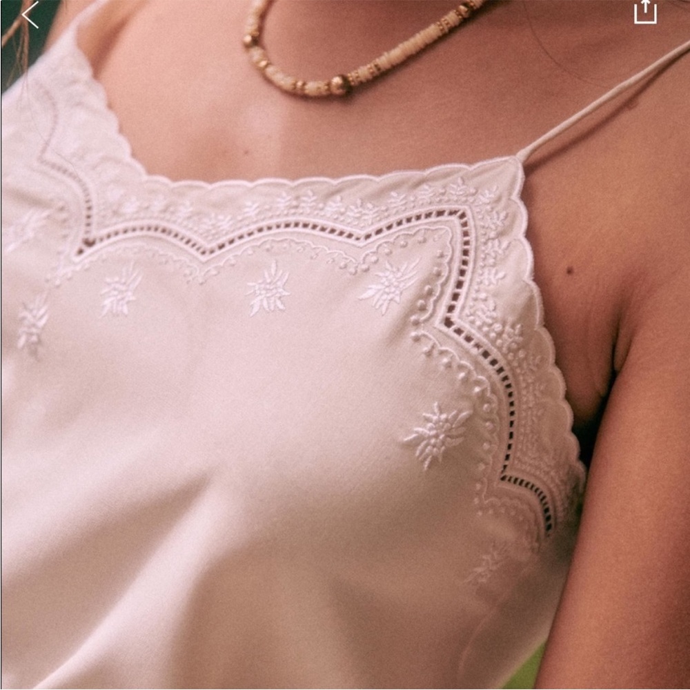 Sezane NWT Palma Top Ecru Cream Size EU 40 US 8 Silk Embroidered Camisole Top - Picture 6 of 13